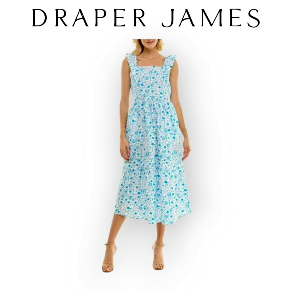 Draper James Blue & White Floral Maxi Dress